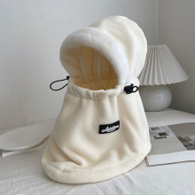 骑车防寒帽子女秋冬季护耳防风电动车帽保暖头盔内胆连帽围脖一体