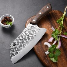 廚師手工鍛打復古菜刀斬切多用切片刀不銹鋼雞翅木傳統切片開刃