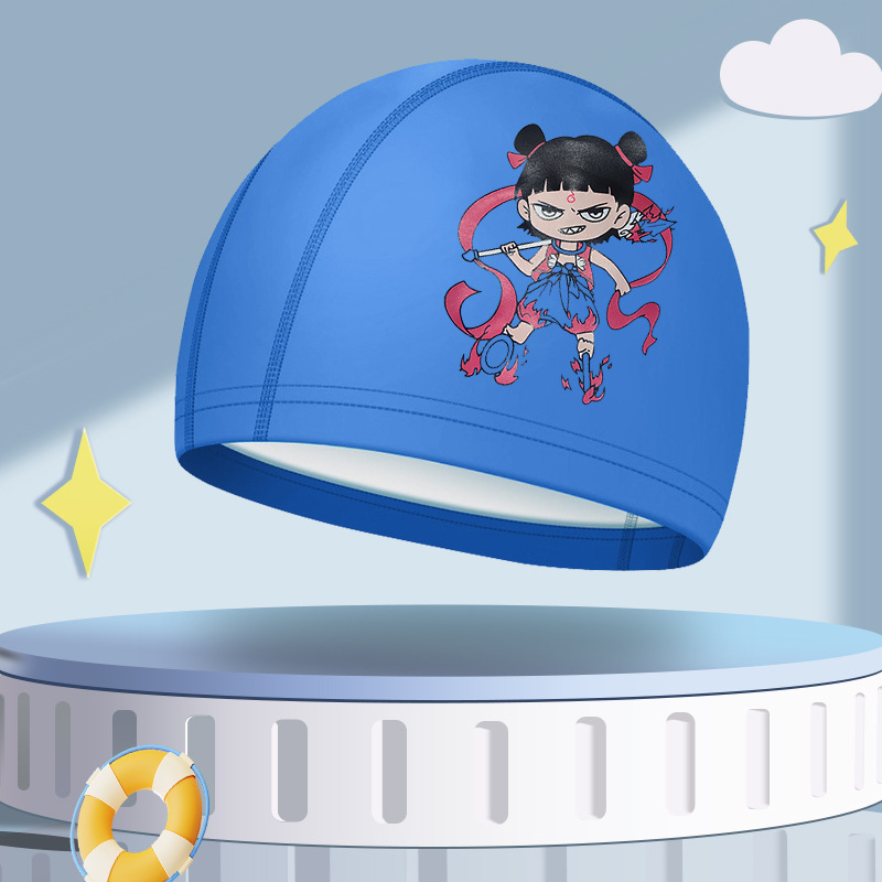Blue polyurethane swimming cap