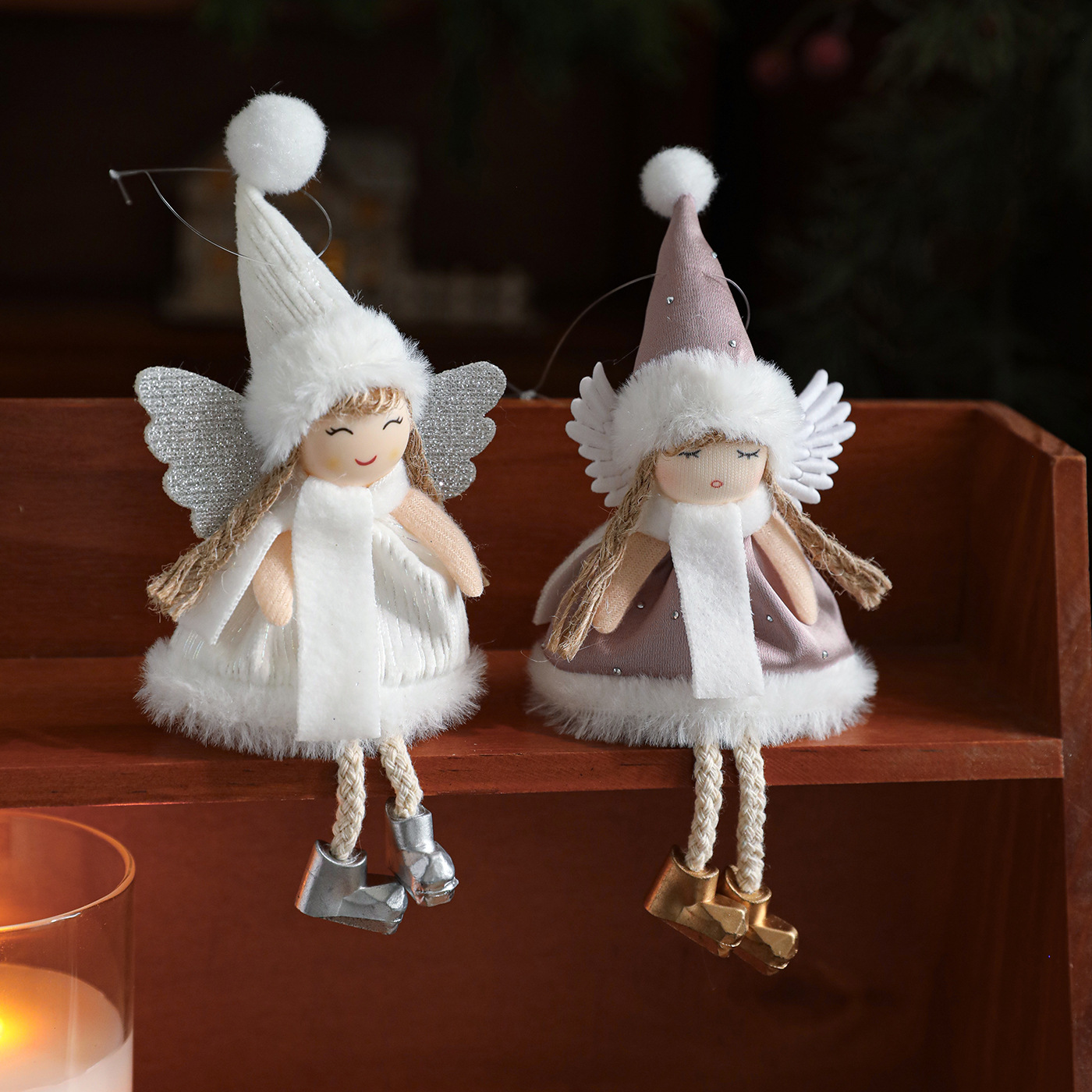 Nuevo de Navidad de peluche cuerno de ciervo ángel chica colgante árbol de Navidad colgante muñeca creativa muñeca decoración regalo