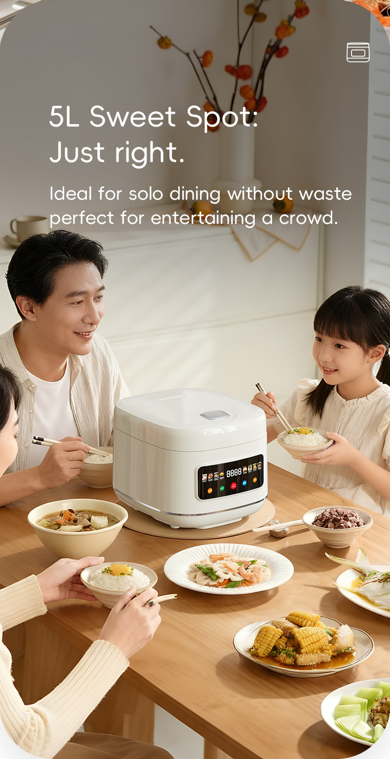 Reiskocher Cross-Border 5L Großes Fassungsvermögen Haushalts-Smart-Touchscreen Reservierung Multifunktions-Reiskocher_voghion.com