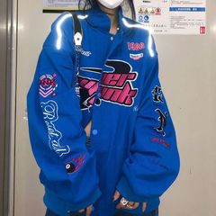 アメリカ野球服女性春秋香港風機関車飛行服刺繍ジャケットゆるいクロスボーダー薄いコート潮ins