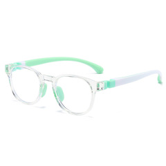 2024新款男兒童防藍光眼鏡硅膠鏡架軟鼻托小孩配近視光學架7-14歲