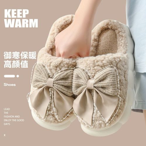 Cotton slippers women's winter bag heel indoor home warm plush cotton shoes women's winter
