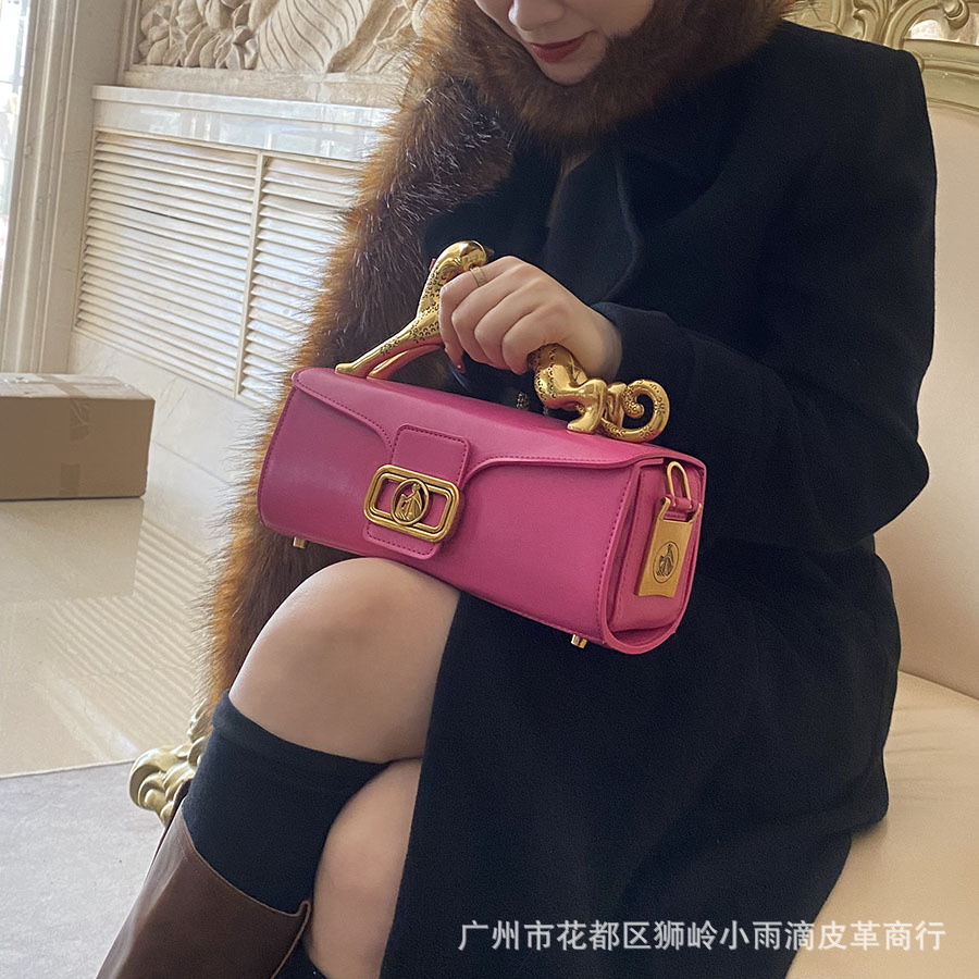 Designer Women's Leopard Print Leather Shoulder Bag, Luxury Party Handbag, High-End Small Square Cat Bag - Thumbnail 4