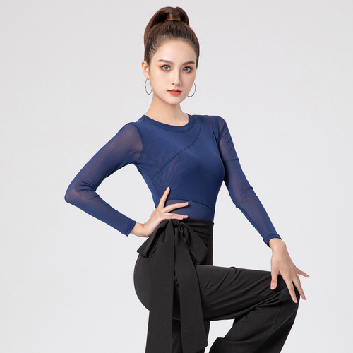New Latin dance clothing tops for female adults to dance national standard modern dance one-piece dance clothes professional body training clothes