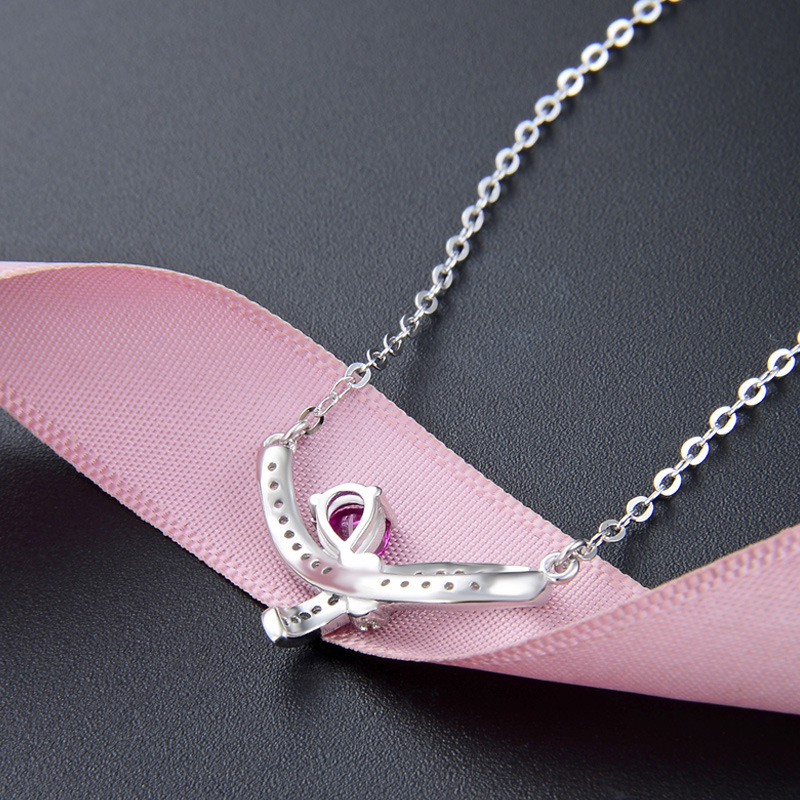 925 de plata esterlina arco collar de luz de las mujeres nicho de lujo diseño con incrustaciones de circón colgante Cadena de clavícula accesorios de alta calidad