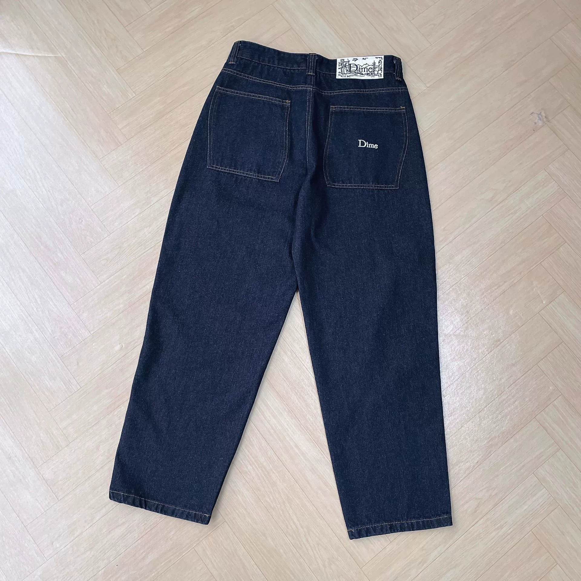 [潮流街头滑板Dime Baggy直筒宽松休闲DENIM PANTS洗水牛仔长裤男]