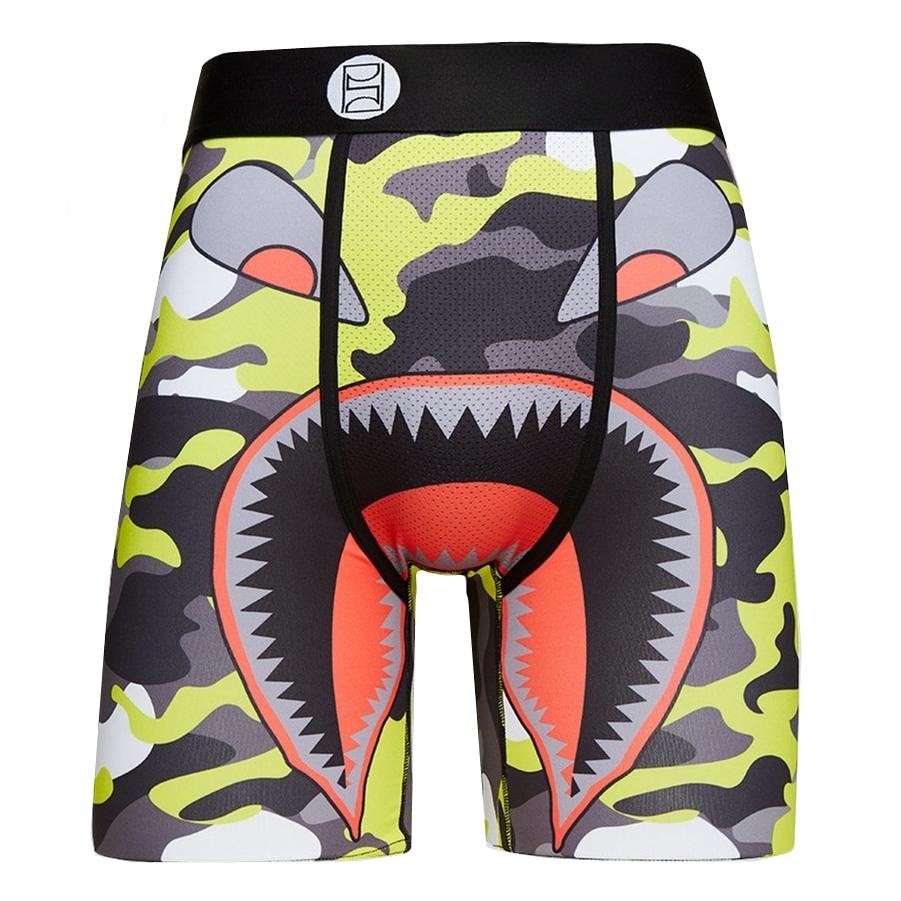 Marca de moda PSD seda de hielo pantalones cortos de poliéster pantalones de playa estampados anime deportes cómodos correr bóxer calzoncillos para hombres