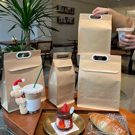 牛皮纸袋手提袋打包外卖奶茶咖啡商用礼品铝箔保温袋子现货批发