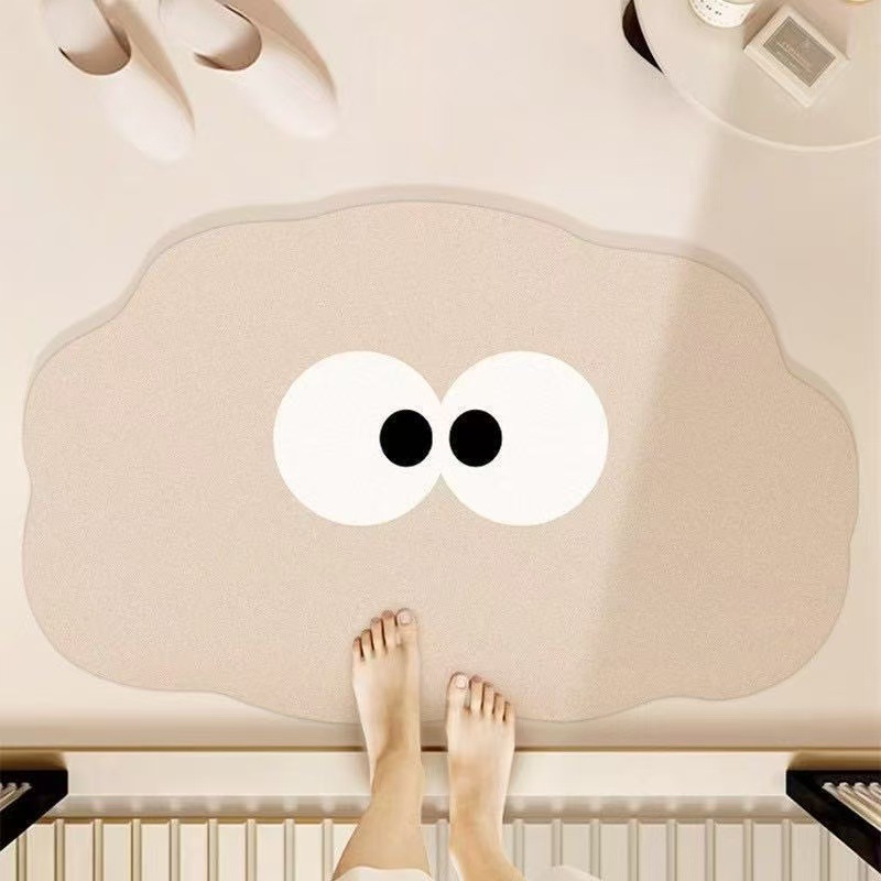 Alfombra absorbente para baño con dibujos animados, alfombra antideslizante de tierra de diatomeas para la entrada del baño, alfombra de secado rápido para el inodoro del hogar, envío gratis