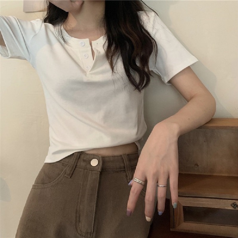 綿の純色のショートシャツを含みます。