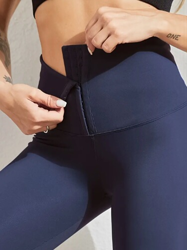 2025 Cross-border Spring High-Waisted Abdominal Control Sport Tight Leggings for Women, Buttoned Shaping Yoga Pants for Fitness and Exercise