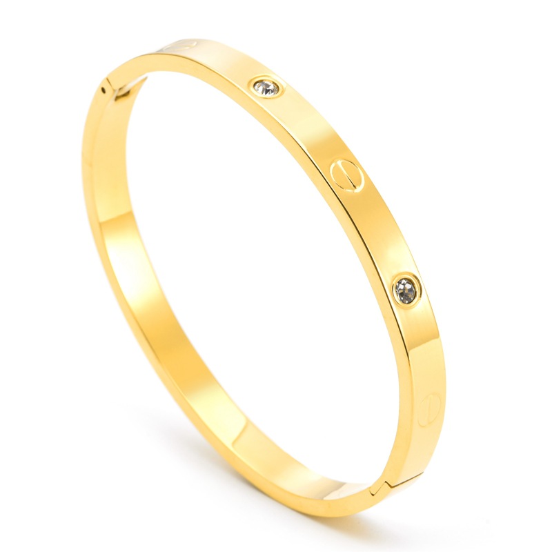 Pulsera dorada de trébol de cuatro hojas con patrón de cinco diamantes