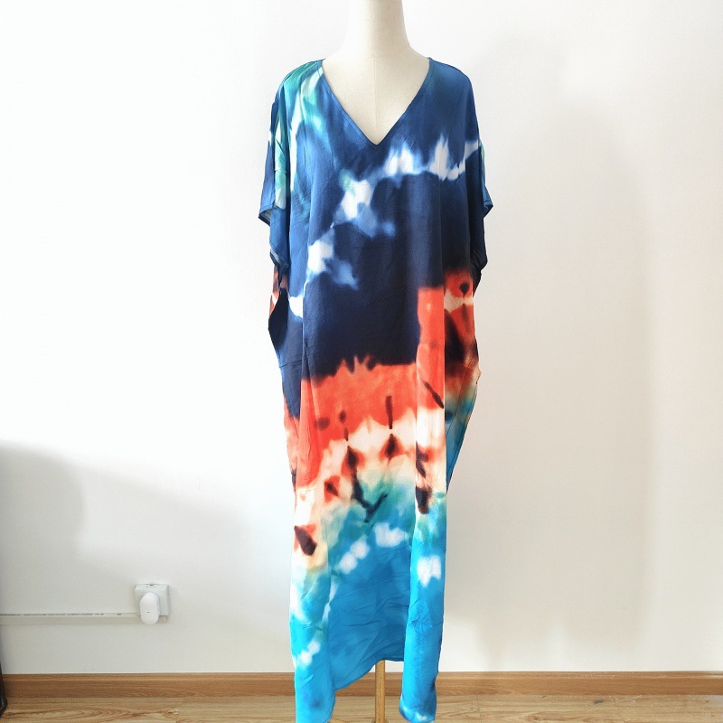 2022 nueva Europa y América blusa de playa impreso traje vacaciones vestido bikini camisa protección solar 5D196