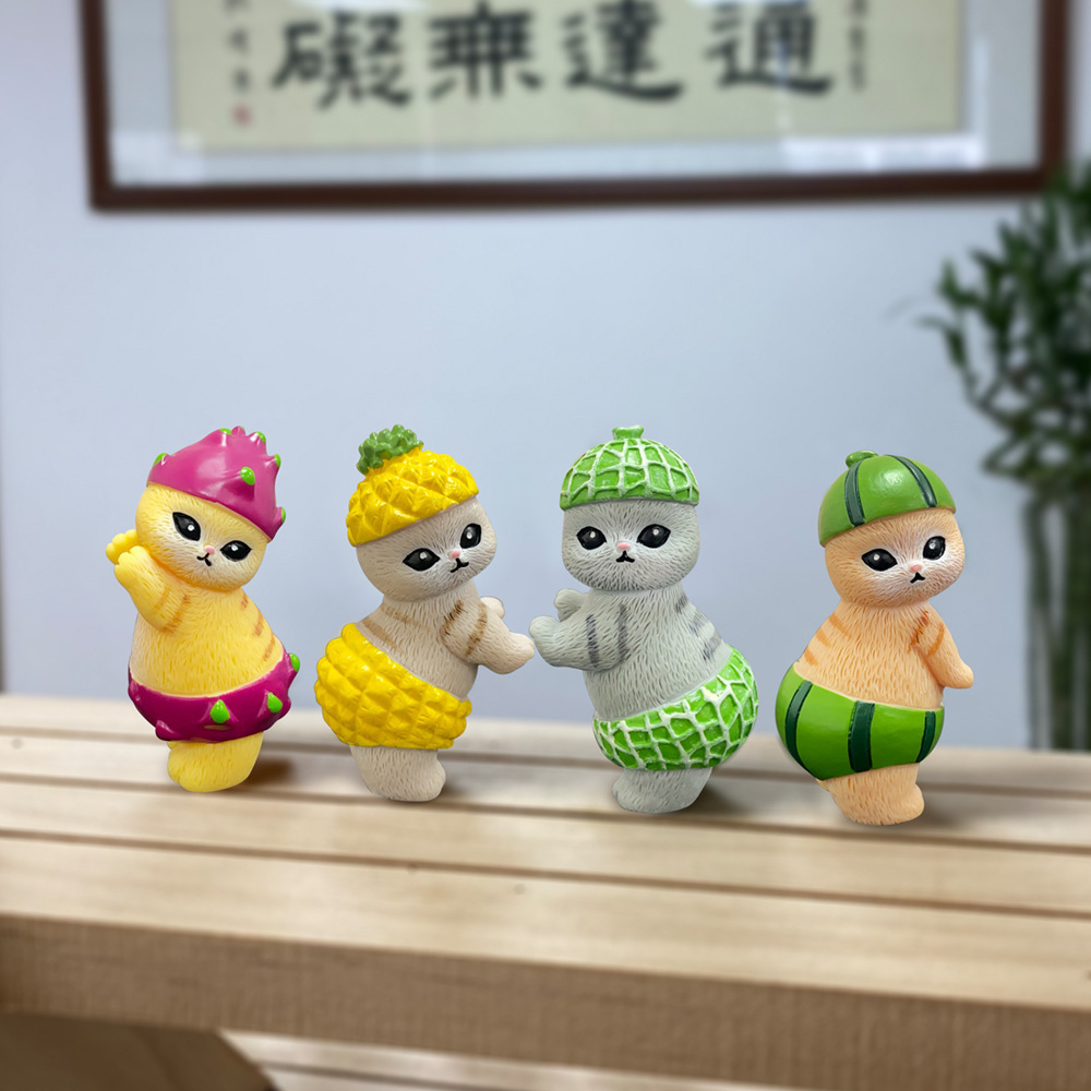 Creative Fruit Dance Cat Coche Tarjeta de estacionamiento Escritorio Coche Consola central Pantalla de computadora Decoración Plástico