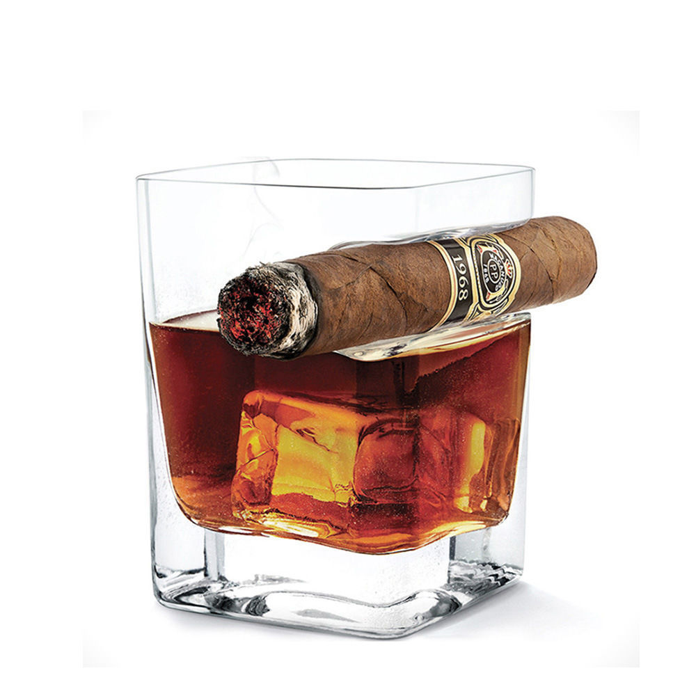 Vaso de whisky ligero de lujo de cigarro de cristal creativo de vidrio de whisky ins copa de compañero