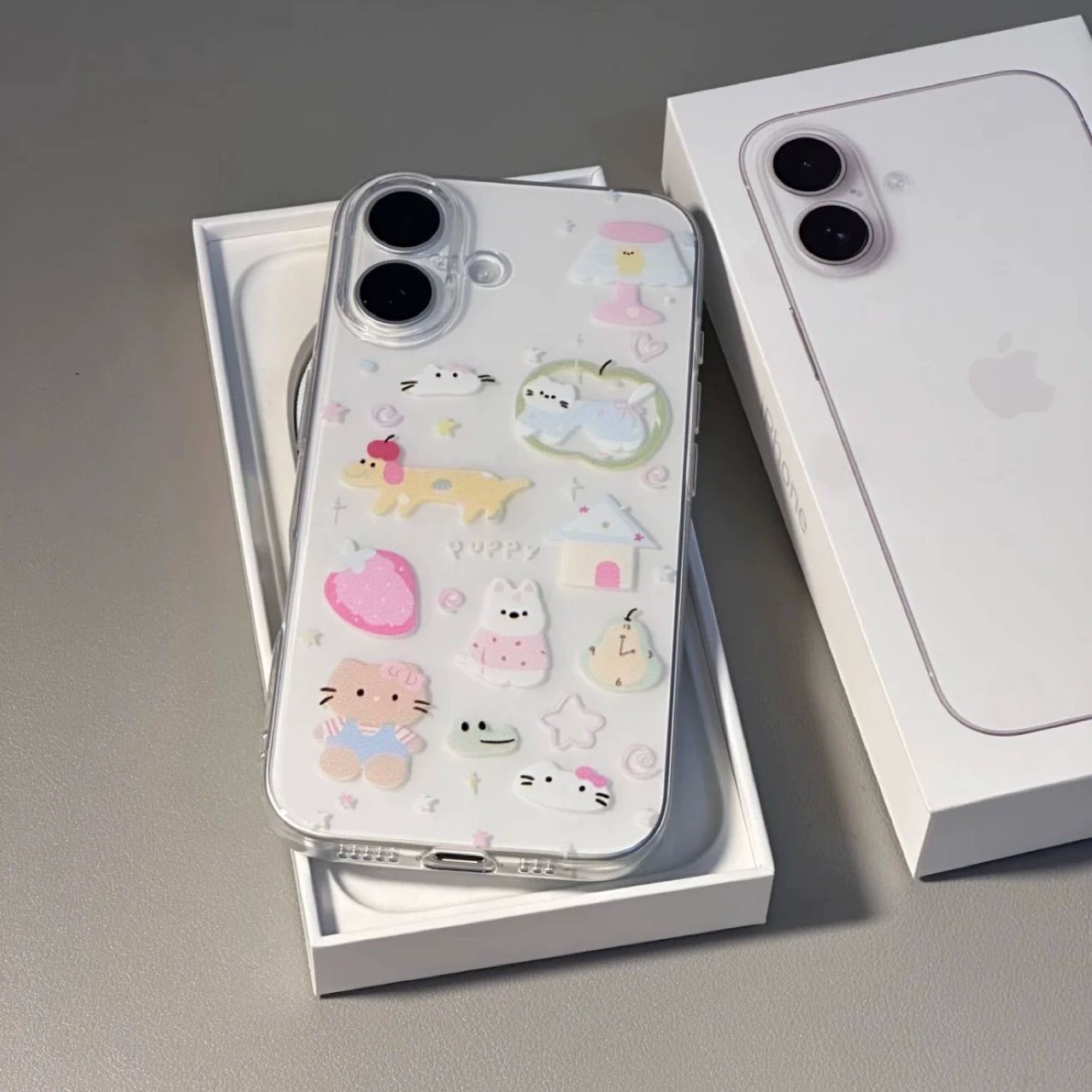 スマホケース Apple iPhone15 Pro用 クリアTPU 保護カバー 3D 可愛いステッカー付き