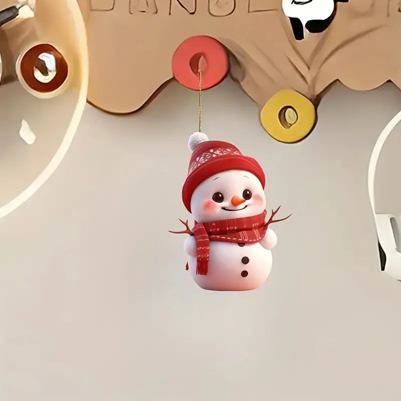 2D nuevos productos acrílicos de Navidad lindo muñeco de nieve colgante plano transfronterizo decoración de automóviles colgante llavero colgante