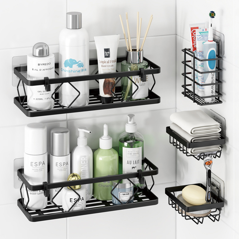 Amazon's Popular Bathroom Storage Rack Five-Piece Set Without Punching Bathroom Shower Storage Rack Wall-Mounted Organizing Rack