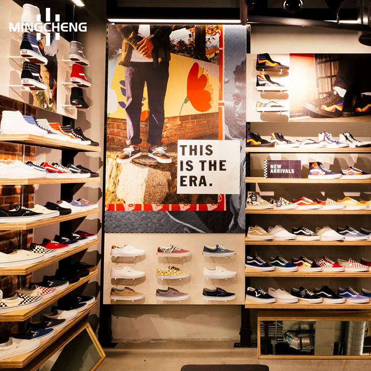 滑板鞋子展示柜墙面产品摆架多层帆布鞋陈列道具男士vans鞋展示柜