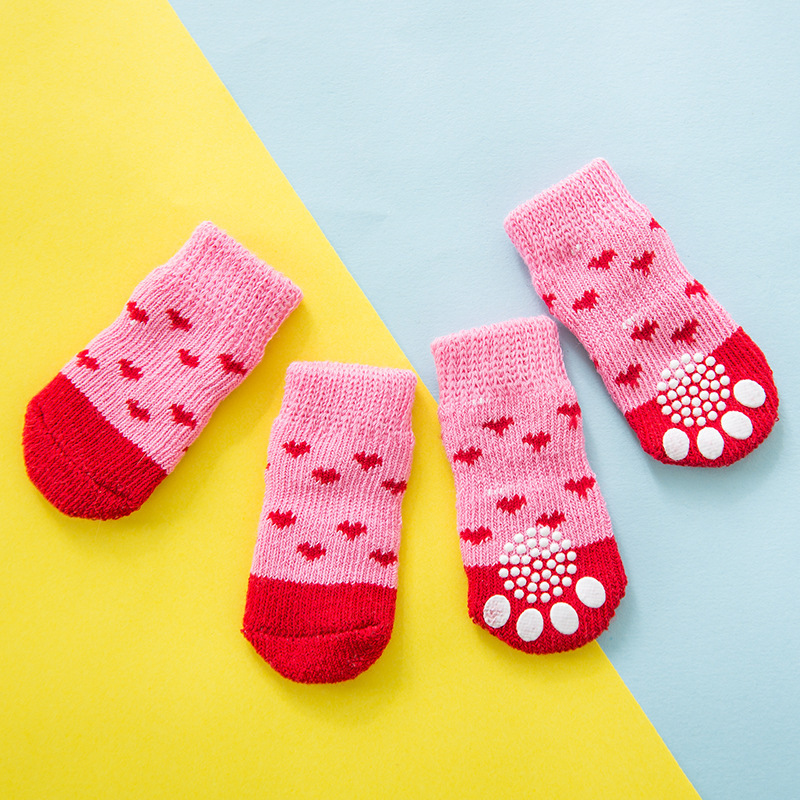 Calcetines para mascotas de otoño e invierno, calcetines antideslizantes con dibujos animados para perros, protectores para patas de perro, calcetines de algodón para perros pequeños tipo Teddy, suministros al por mayor. image 8