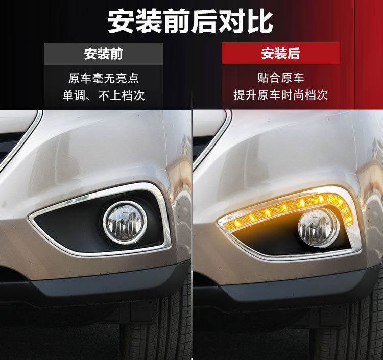 Suitable for 10-13 modern ix35 daytime running lights modified LED front fog lamp frame dedicated daytime running decorative lights