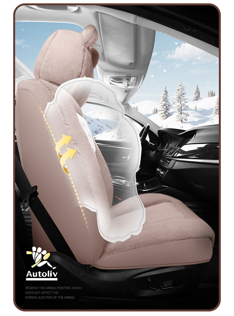 New All-Inclusive Car Seat Cushion Linen Breathable Cartoon Bear Four-Season Universal Car Seat Cushion Wear-Resistant Car Seat Cover