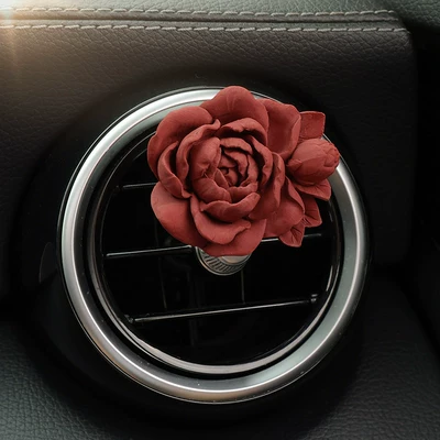 Jasmine Flower Car Perfume Aromatherapy Car Air Conditioner Vent Decoration Diffuser Stone Flower Car Interior Ornament Goddess Style (Car Perfume Aromatherapy) - retro-red-jasmine-air-outlet-1-bottle-of-essence-included-other-scents