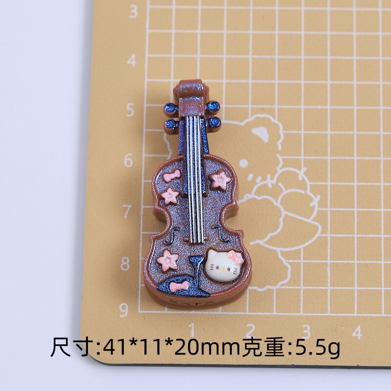 かわいい子猫ギター漫画手作り diy クリーム接着剤樹脂小物アクセサリーホール靴バックルジュエリー材料パッケージ|undefined