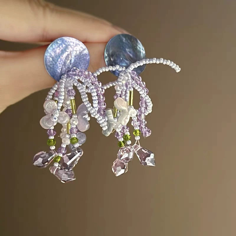 Silver needle, earrings, flowered, french style, high-quality style, wholesale