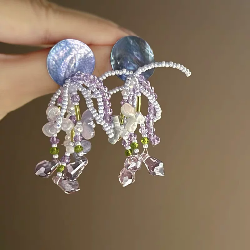 Silver needle, earrings, flowered, french style, high-quality style, wholesale