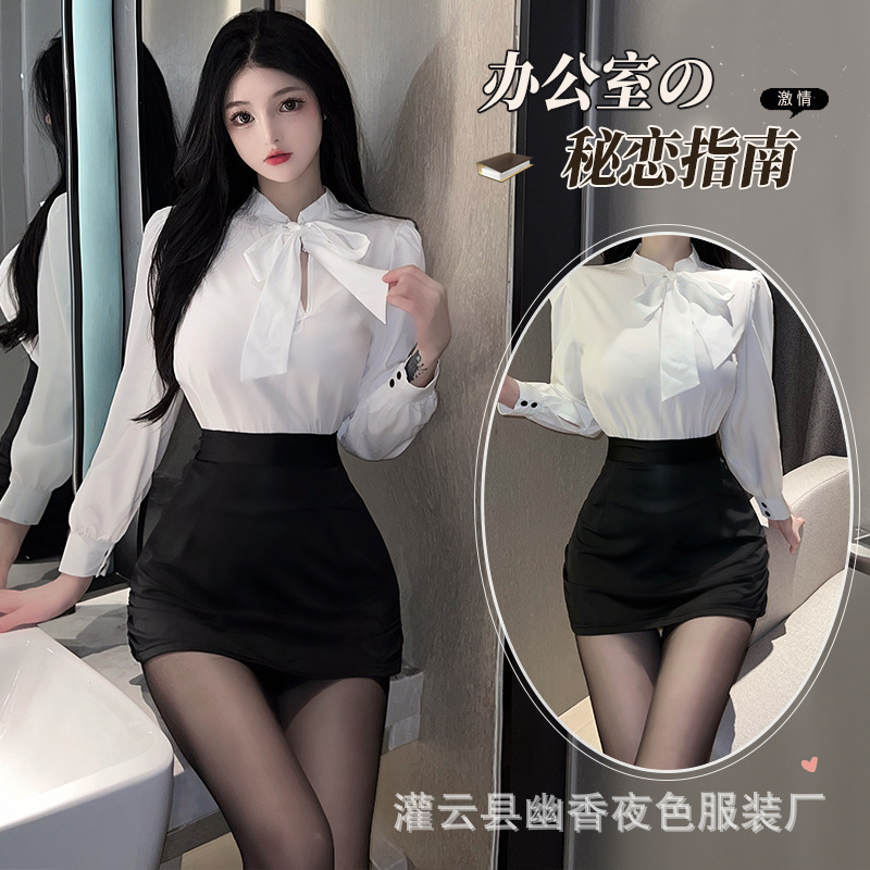 섹시한 ol 여성 비서 유혹 섹시한 잠옷 투명 유혹 속옷 열정 세트 유니폼 플러스 사이즈 옷 2516