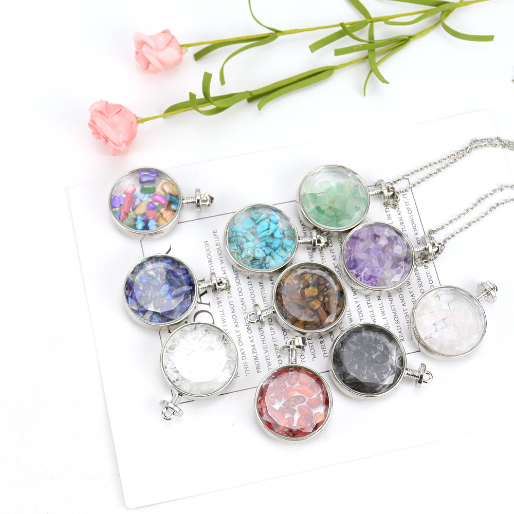 36g Weight Pendant Necklace Classification 1 Piece Quantity Holiday, Daily Occasion natural stone Material Round Pattern Women'S Gender Plating Design Ethnic Style Style Ethnic Style Round Natural Stone Pendant Necklace In Bulk 1
