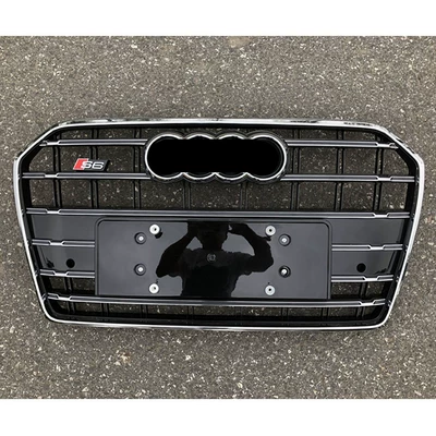 Suitable for Audi A6L Modified S6 Grille 16 17 18 Models A6 C7Pa Front Bumper Grille Grille Water Tank Cover A6 (Zhongwang) - 16-18-s6-black-bottom-silver-frame-silver-label-mid-grid