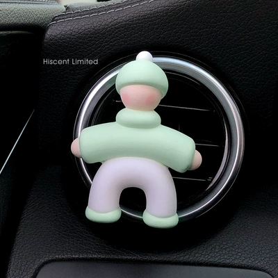 Air Vent Decoration Diffusing Stone, Car Perfume Aromatherapy - green-milky-white-little-man
