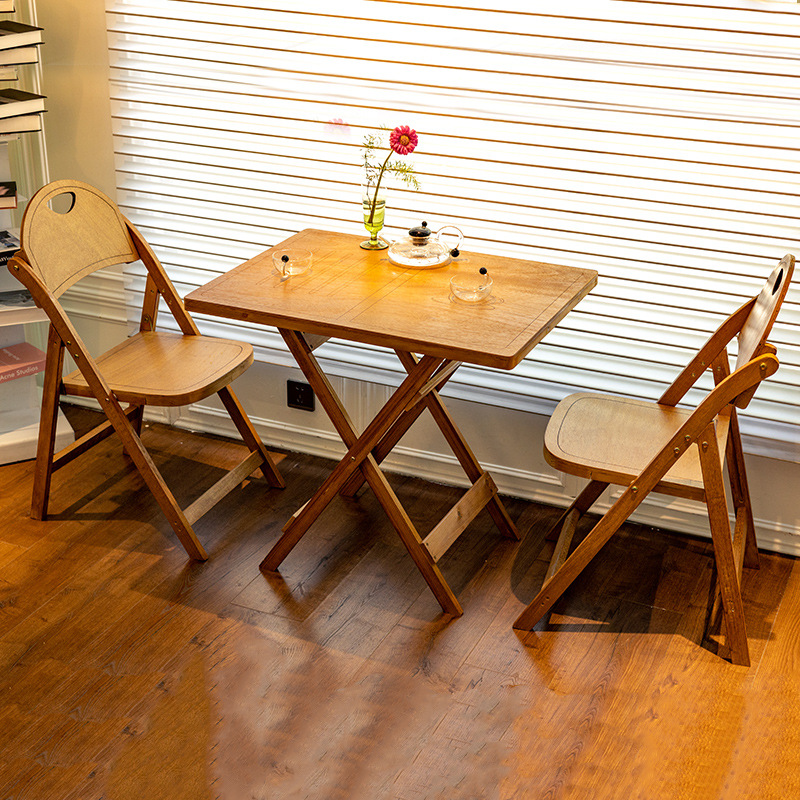 Mesa redonda de apartamento pequeño simple mesa cuadrada plegable de madera maciza retro sala de estar balcón hogar mesa de centro mesa de comedor mesa de café mesa de comedor