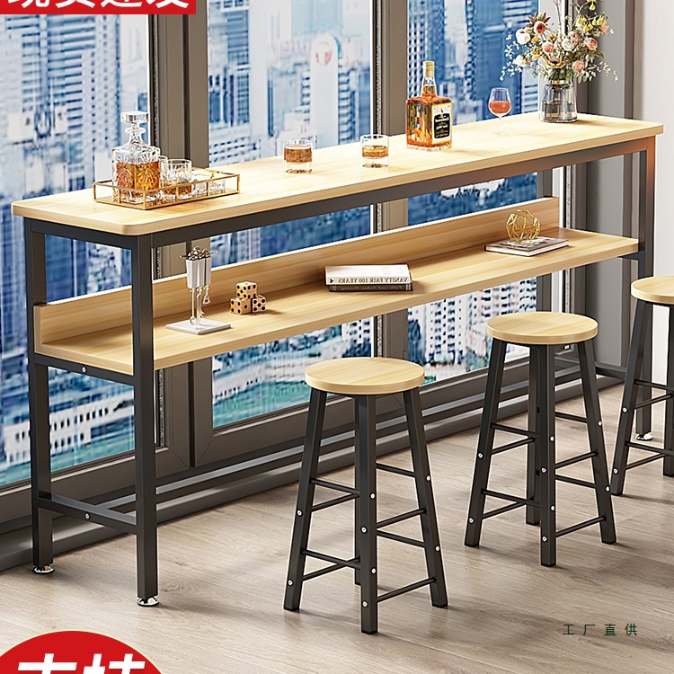 Wall-Mounted Bar Table, High-Legged Table, Home Balcony Narrow Table, Leisure Milk Tea Shop, Wall-Mounted Long Table and Chair, Sandwich Table