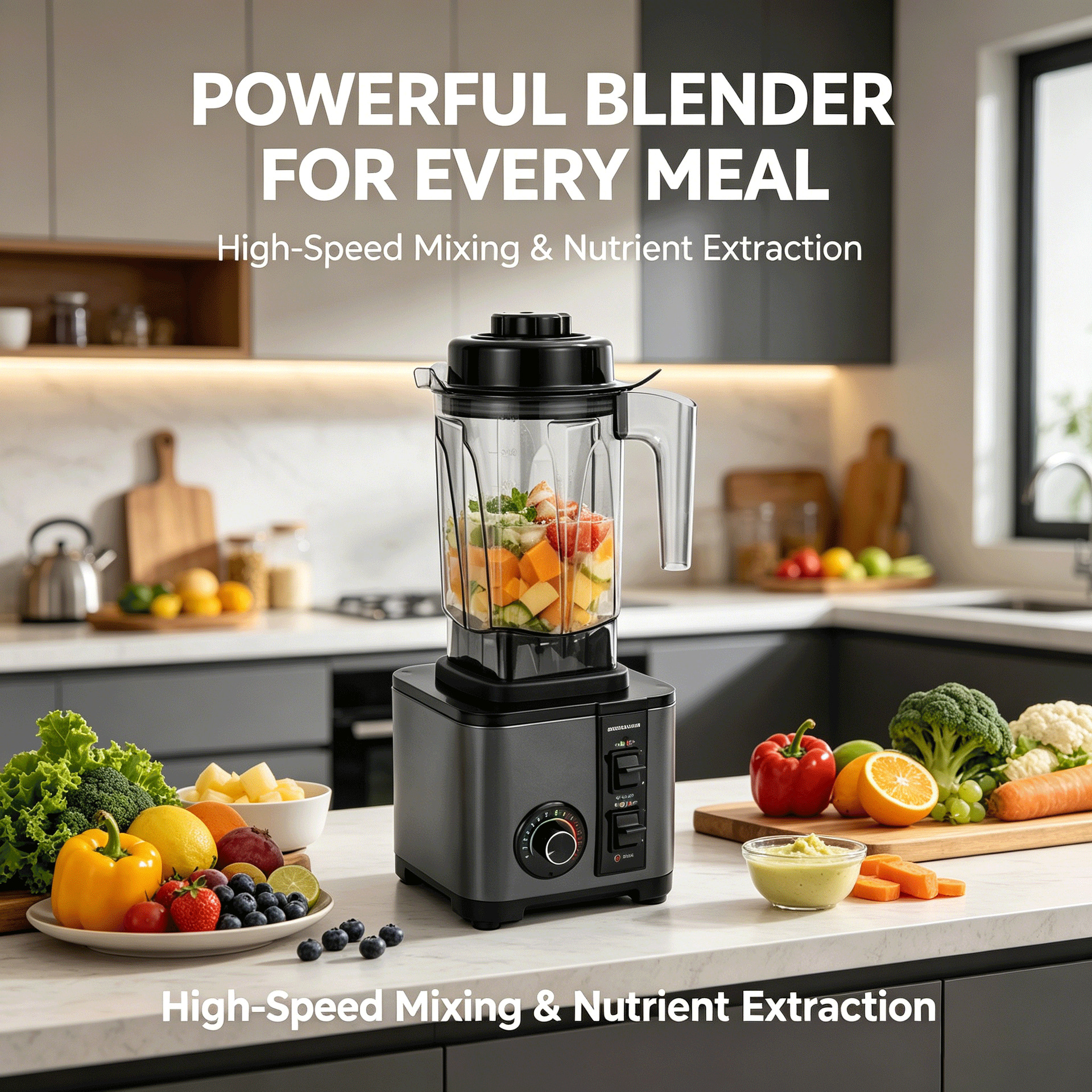 Cross-Border Commercial Blender, Food Processor, Fruit and Vegetable Juicer, Smoothie Maker, High-Power Blender, High-Speed Blender