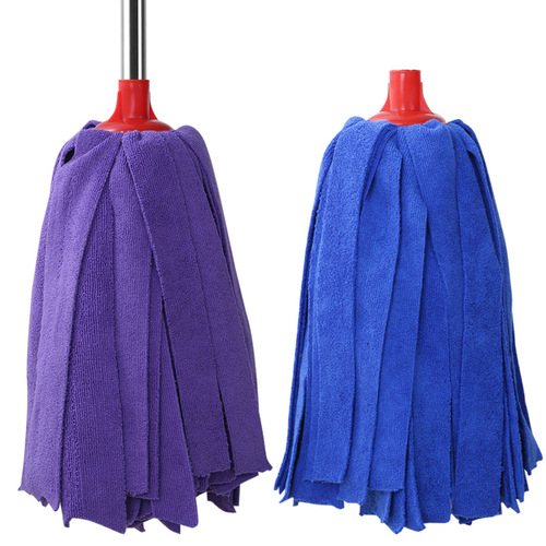 Hand washable wet and dry terry cloth mop, household round head absorbent mop, wooden floor mop, old-fashioned mop