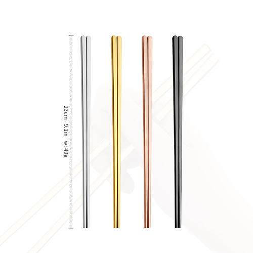 Factory direct sales stainless steel flat chopsticks solid thickened non-slip home restaurant hotel cooking 304 Korean flat chopsticks