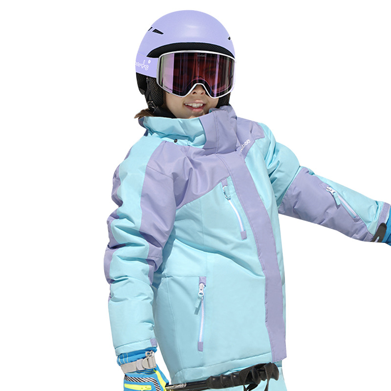 Phibee Fil Çocuk Ceket İki Parçalı Set Erkek ve Kız Kayak Takımı Kalınlaştırılmış Rüzgar Geçirmez Su Geçirmez_voghion.com