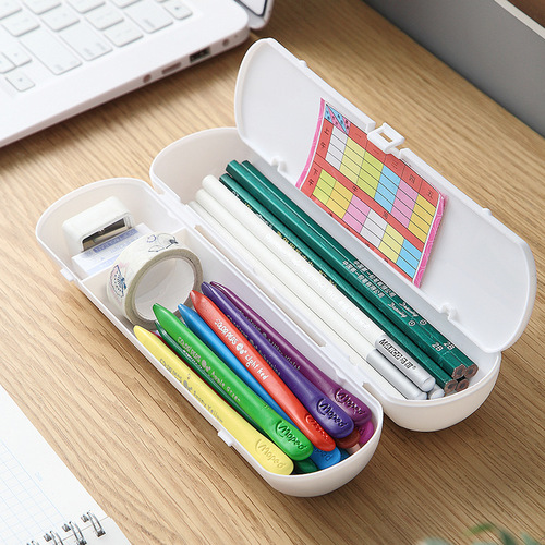 2024 Plastic Pen Case for Primary School Students, Trendy Monochrome Pen Pouch with Instagram Style, Japanese Girl's Heart Stationery Box, Middle School Pencil Case