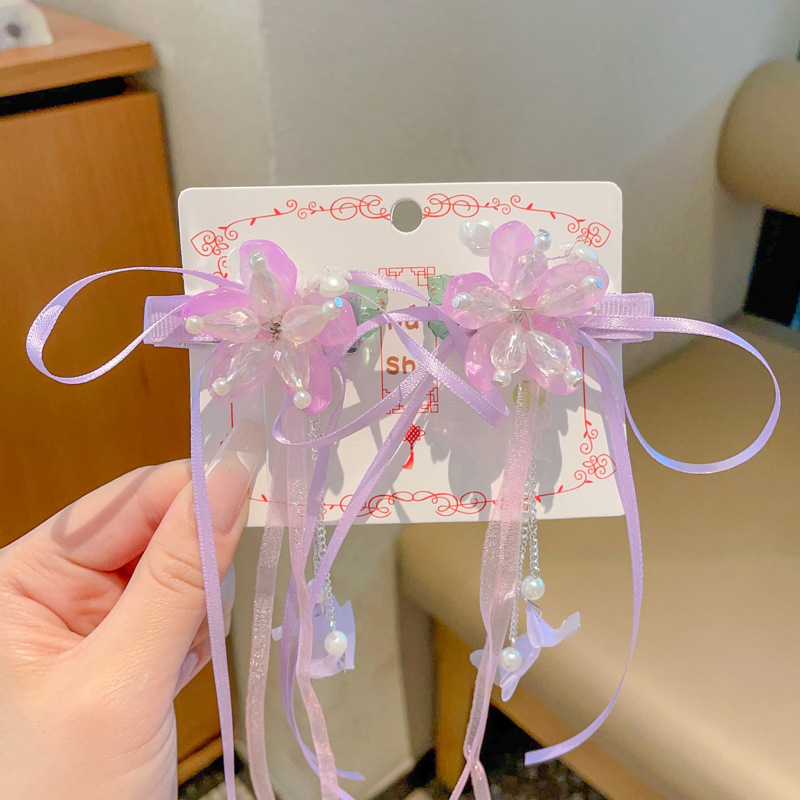 Chica de Hanfu tocado de los niños traje antiguo princesa borla horquilla estilo chino niña paso horquilla clip de pelo