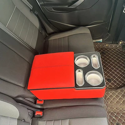 Armrest box: Box, Car Rear Seat - universal-type-classic-red-without-power-supply