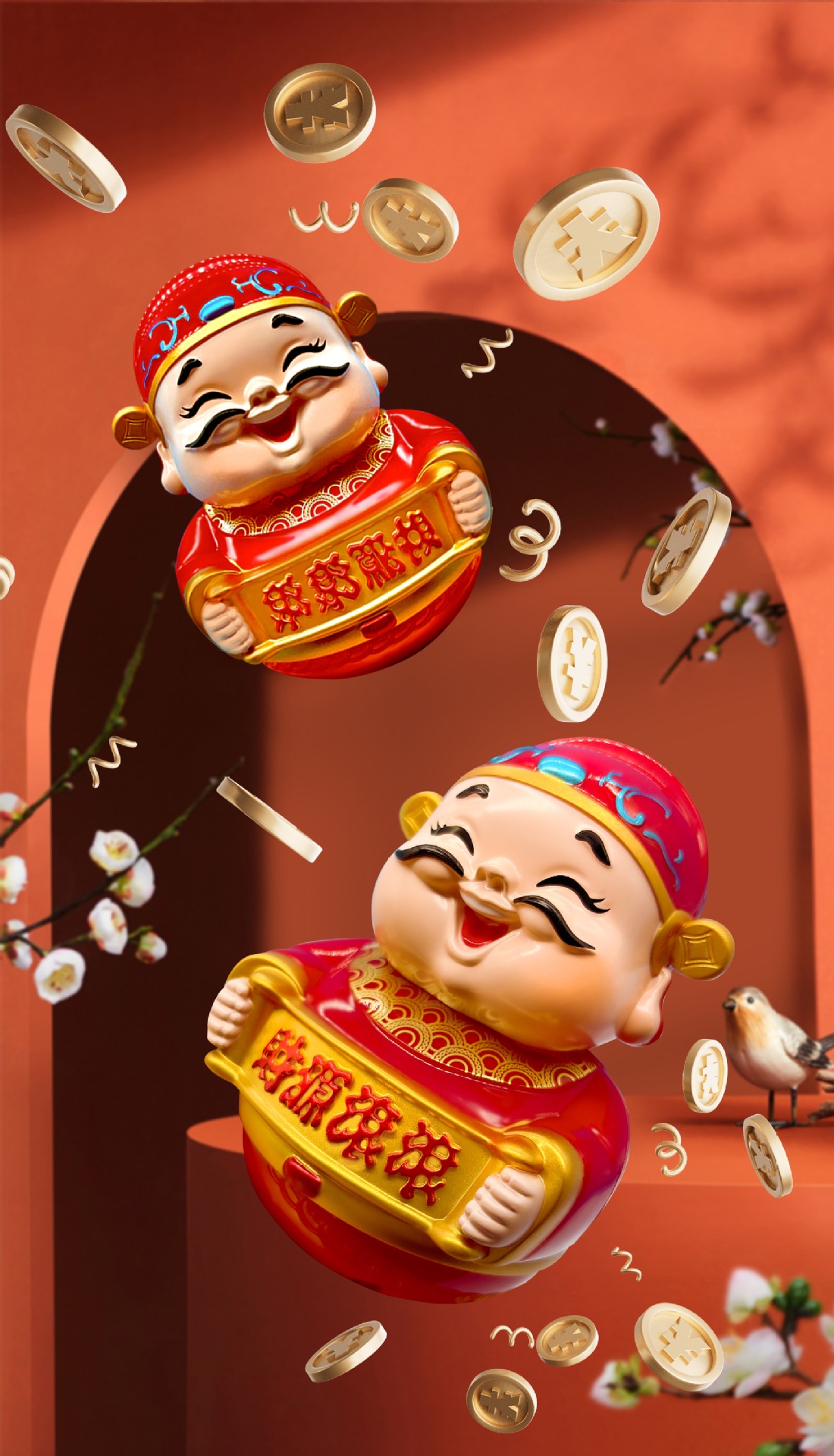 Solar-Powered Large Swinging God of Wealth and Guanyin Car Ornament Interior Craft Vehicle-Mounted Figurine with Luminous Feature