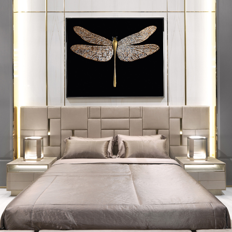 Italian-Style Light Luxury Genuine Leather Bed, Luxurious Large Bed, Wedding Bed, Master Bedroom Double Bed, Bedroom Villa, High-End and Elegant Designer