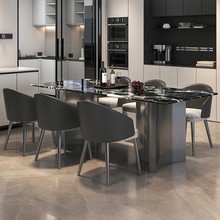 大理石餐桌2025新款轻奢高级感现代简约长方形家用意式高端餐桌椅