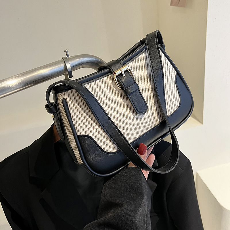 Bolso bandolera de moda para mujer 2025, nuevo bolso de lona con patchwork transfronterizo, bolso de hombro y axila, bolso cuadrado pequeño de colores modernos.