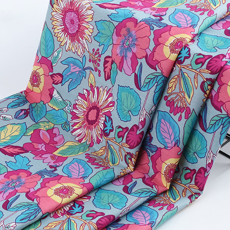 2021 floral activa impresión orgánica tela de vestido de algodón